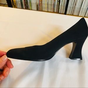 DKNY Fabric Black Pump Flared Heel Elegant Classic